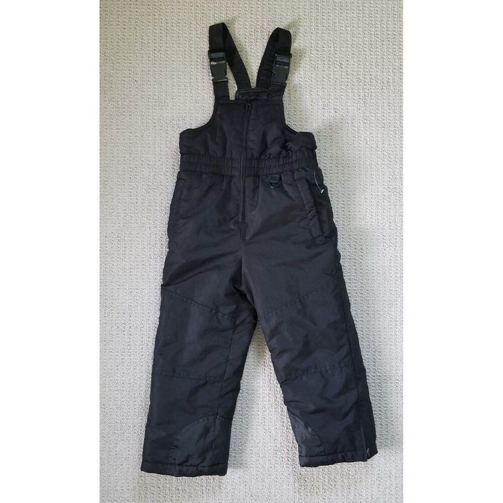 Faded Glory Ski Bibs Snowsuit Snow Overalls Youth Black Size XS 4-5 Pockets